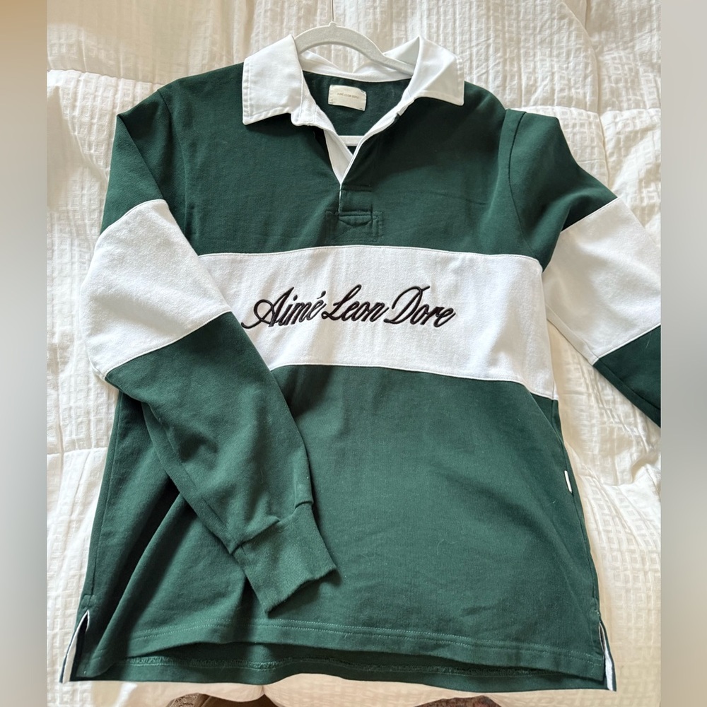 Aimé Leon Dore Script Paneled Rugby shirt in Pine Grove